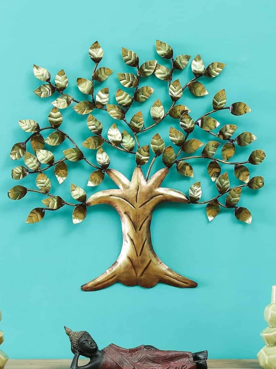 vedas Metallic-Toned & Green W-Alila Tree Wall Decor