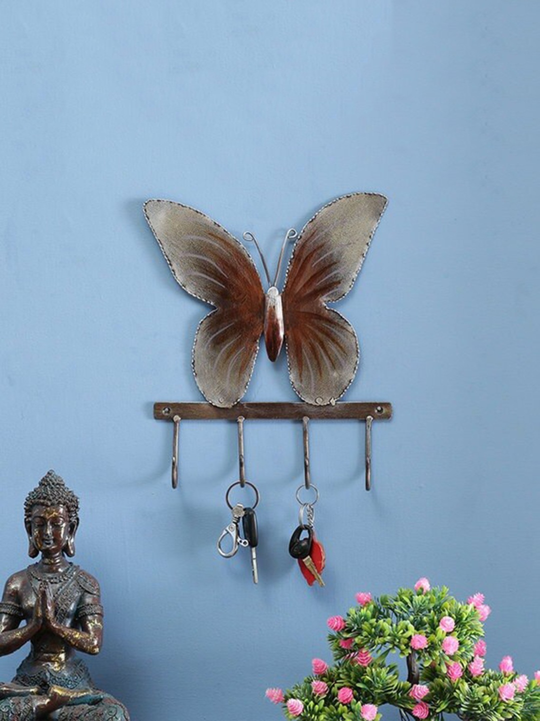 

vedas Metallic-Toned & Brown U-Kumari Butterfly Hook Key Holders