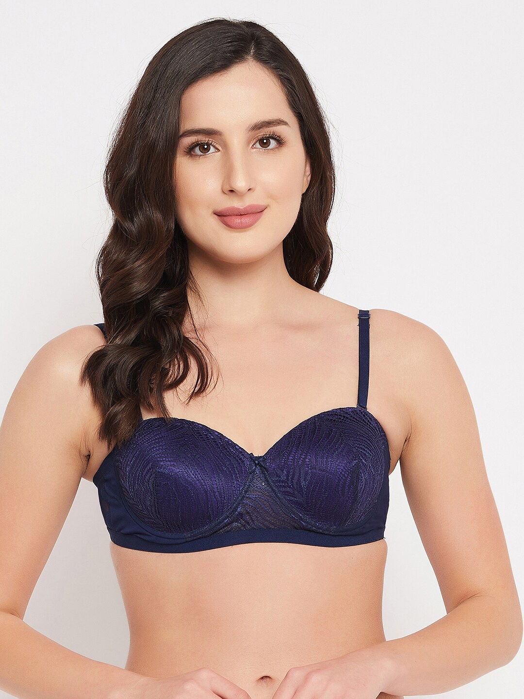 

Clovia Blue Abstract Underwired Lightly Padded Balconette Bra