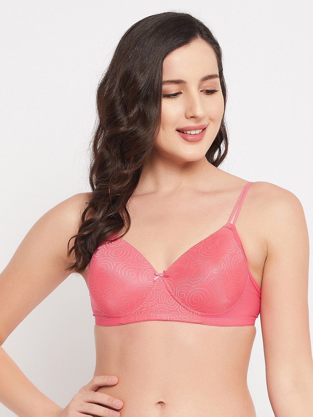 

Clovia Pink Lightly Padded Non-Wired T-shirt Bra