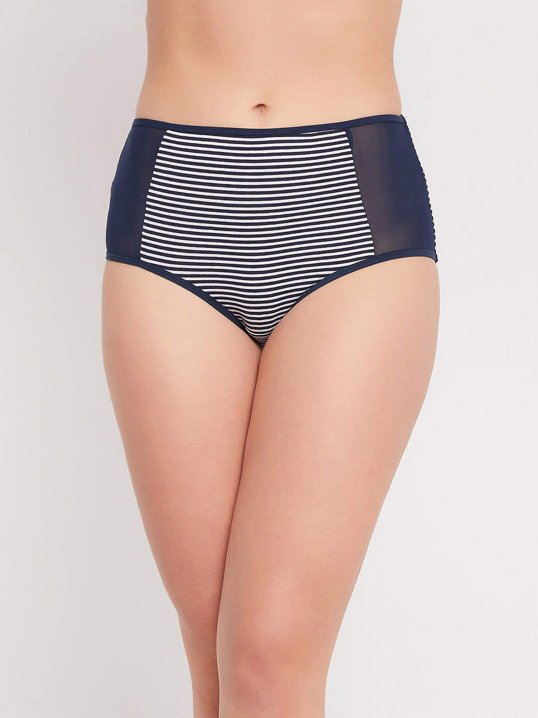 

Clovia Women Navy Blue & White Striped Hipster Briefs