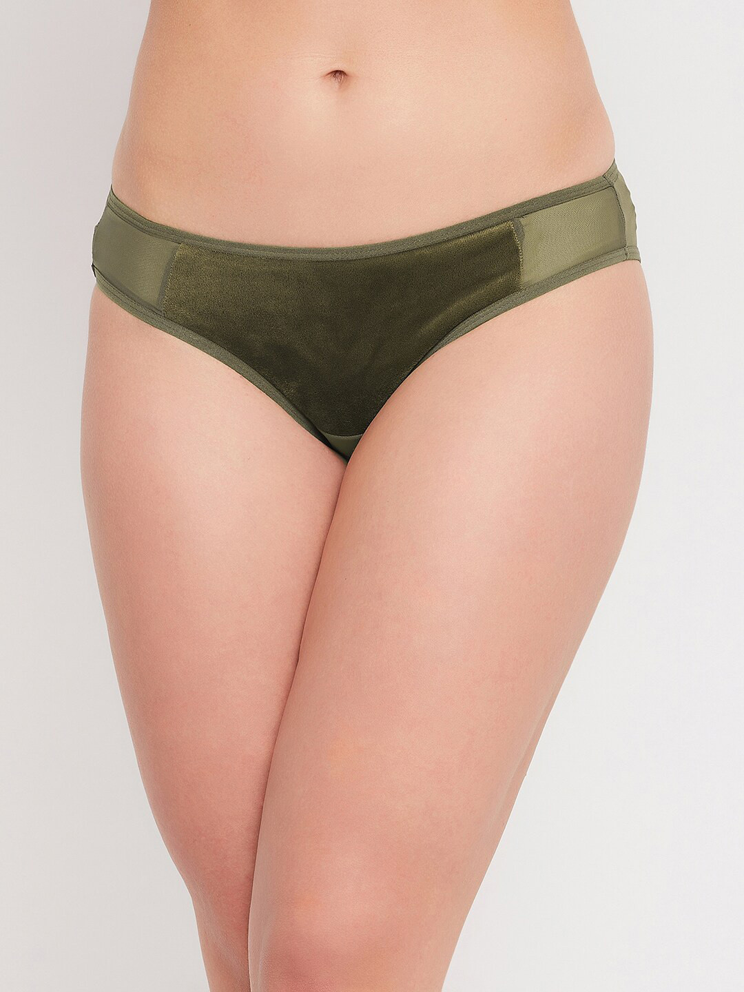 

Clovia Women Olive Green Solid Low-Waist Velvet Bikini Brief PN3460A17XXL