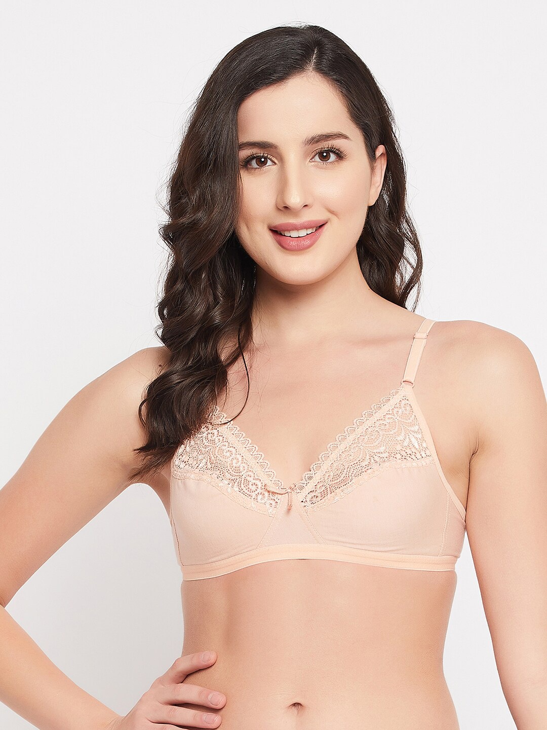 

Clovia Peach-Coloured Non-Padded Non-Wired Full Cup Bra