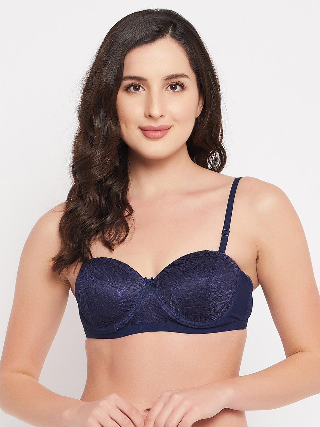 

Clovia Navy Blue Bra Underwired Lightly Padded