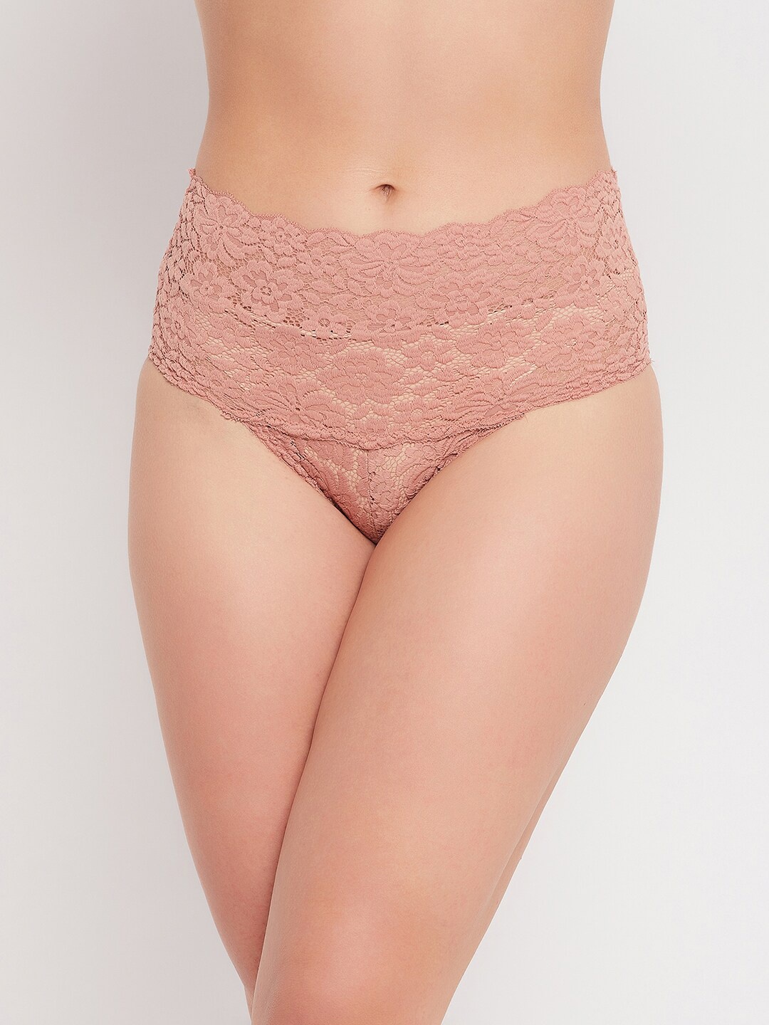 

Clovia Women Nude Coloured High Waist Lace Hipster Panty PN3489A24XXL