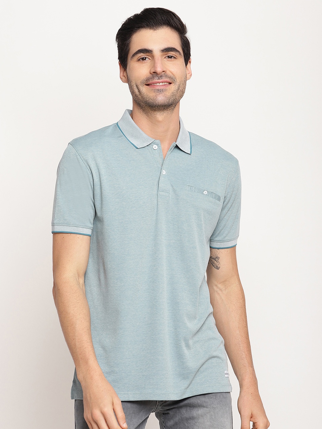 

Octave Men Blue Polo Collar T-shirt