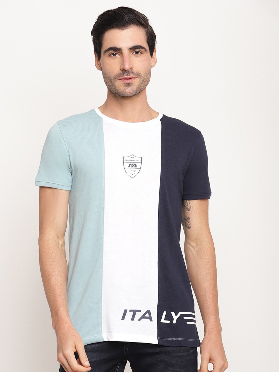

Octave Men Multicoloured Colourblocked T-shirt, Multi