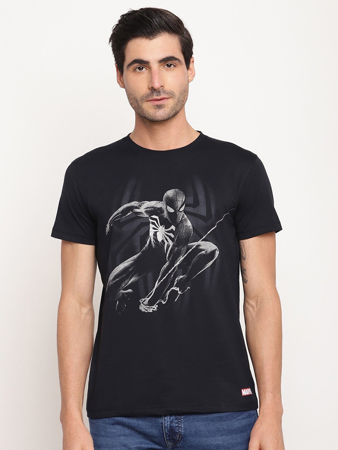

Octave Men Navy Blue Spider-Man Cotton Printed T-shirt