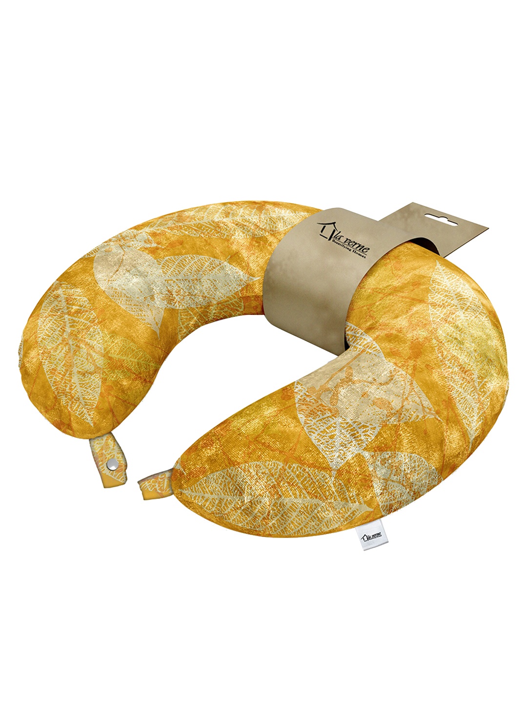 

LA VERNE Yellow & Cream Printed Travel Neck Pillow