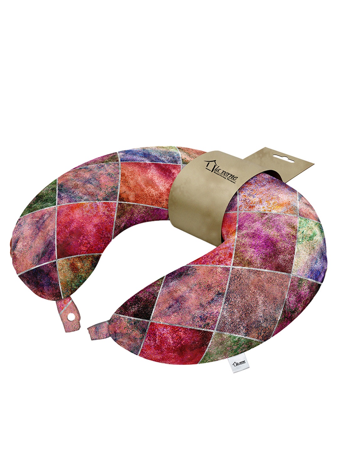 

LA VERNE Red & Pink Printed Travel Neck Pillow