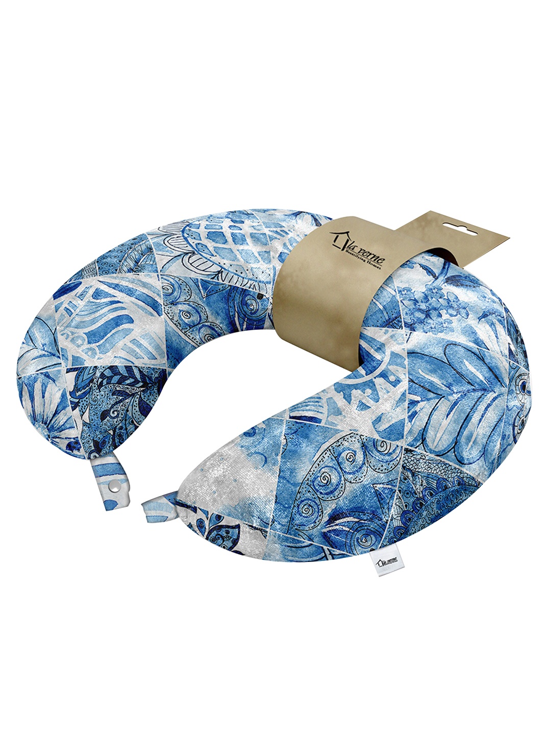 

LA VERNE Blue Printed Travel Neck Pillow