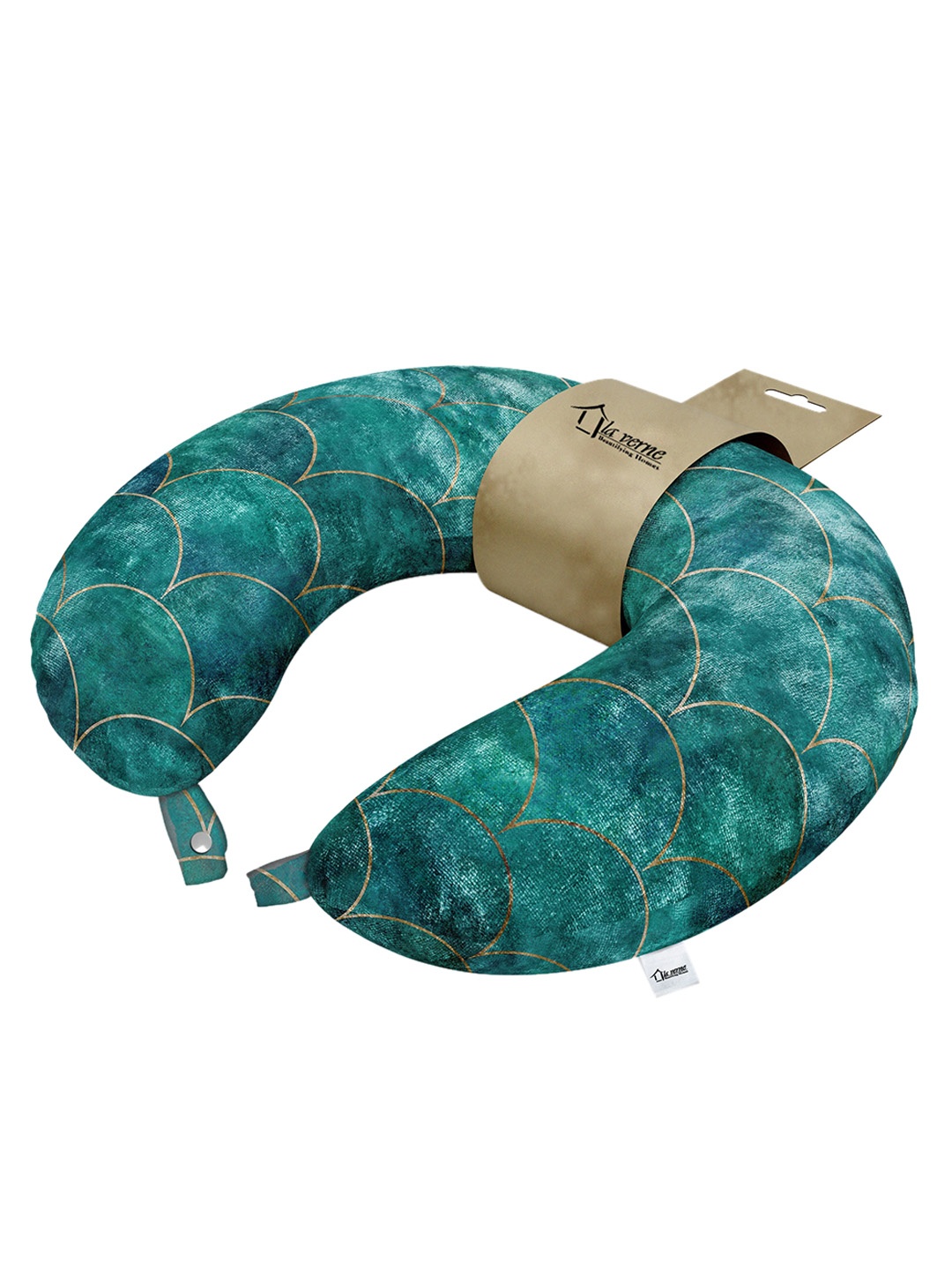 

LA VERNE Green Printed Travel Neck Pillow