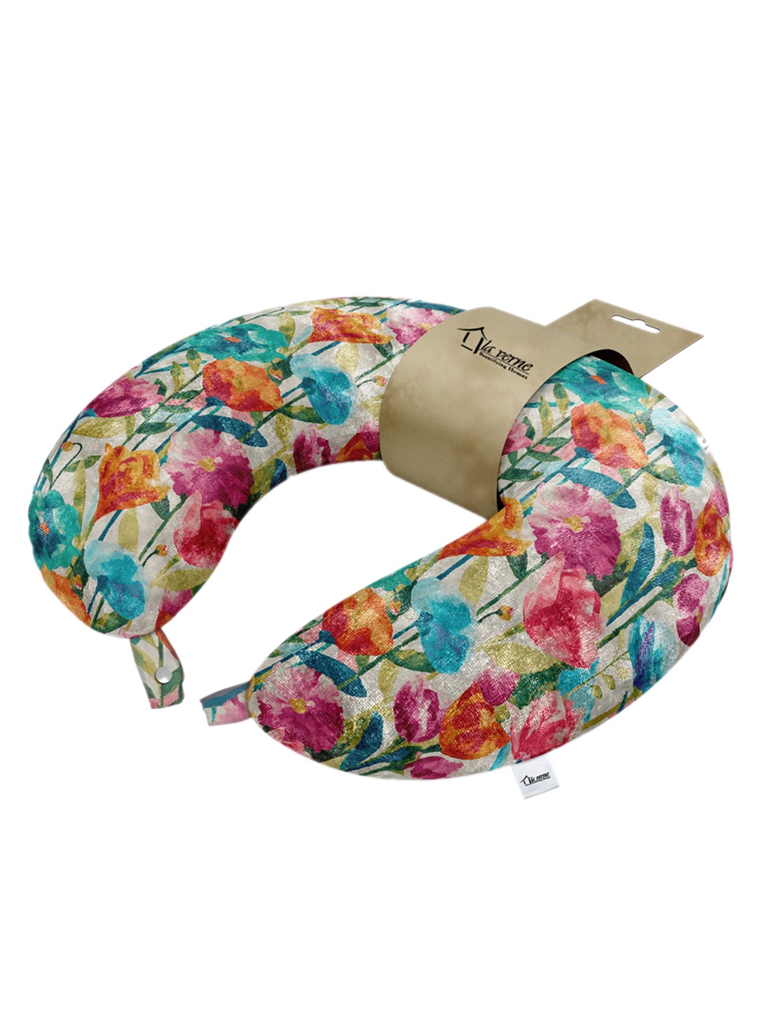 

LA VERNE Pink And Blue Printed Travel Neck Pillow