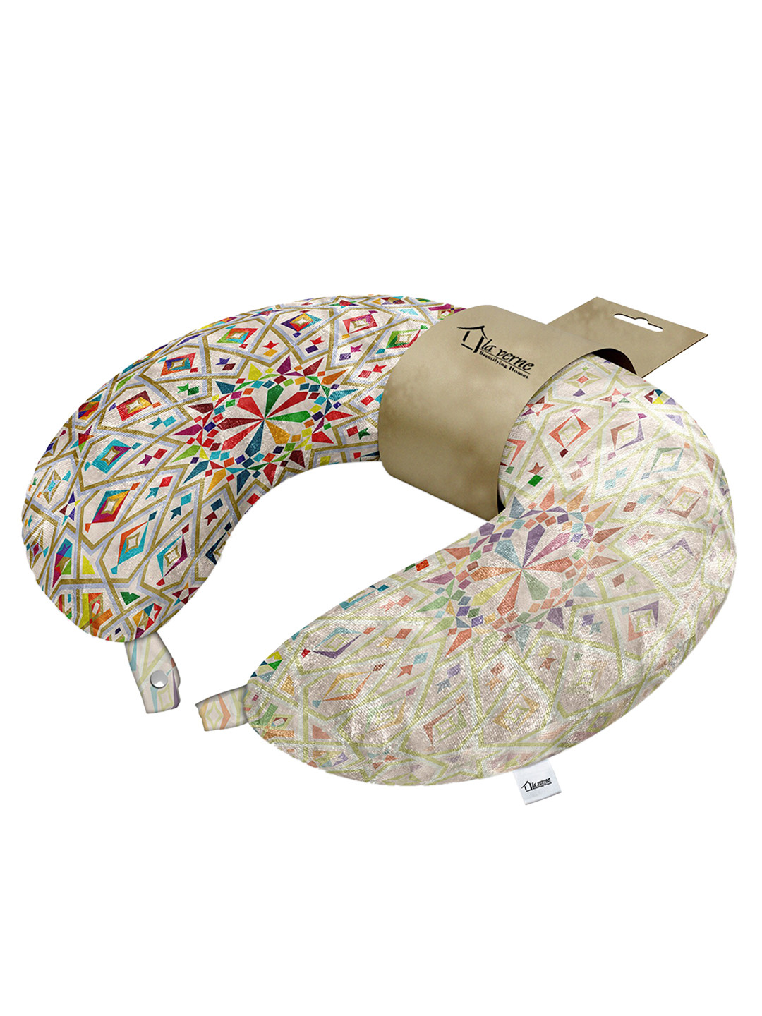 

LA VERNE Cream Printed Travel Neck Pillow