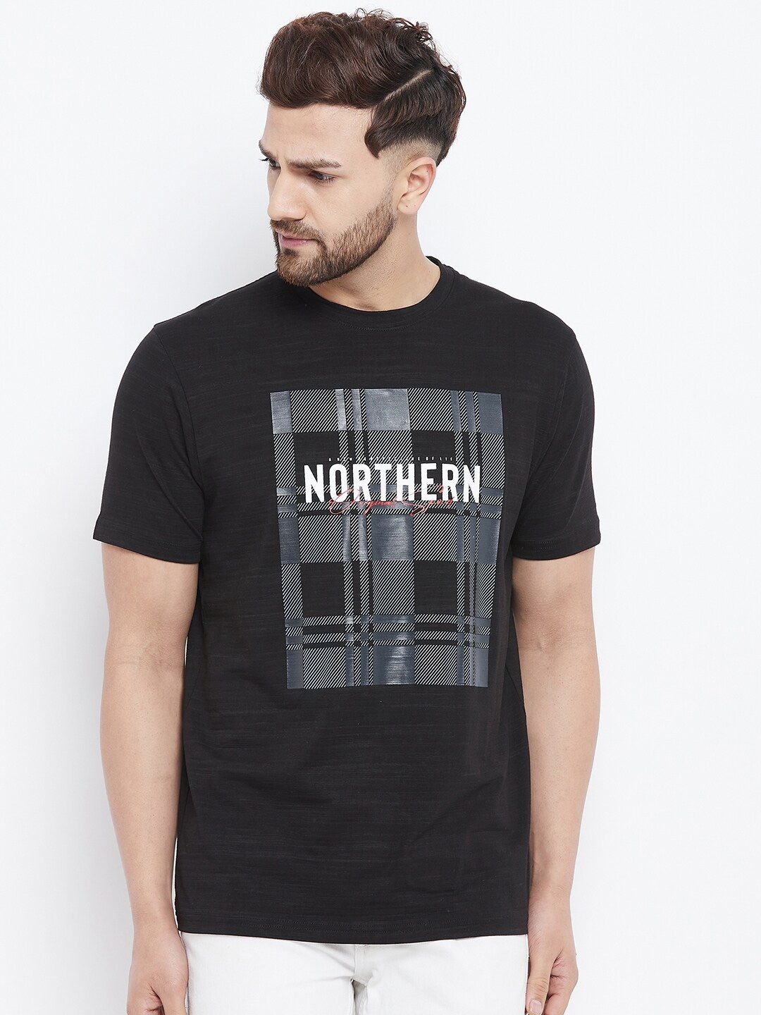 

98 Degree North Men Black Graphic Printed Regular-Fit T-shirt