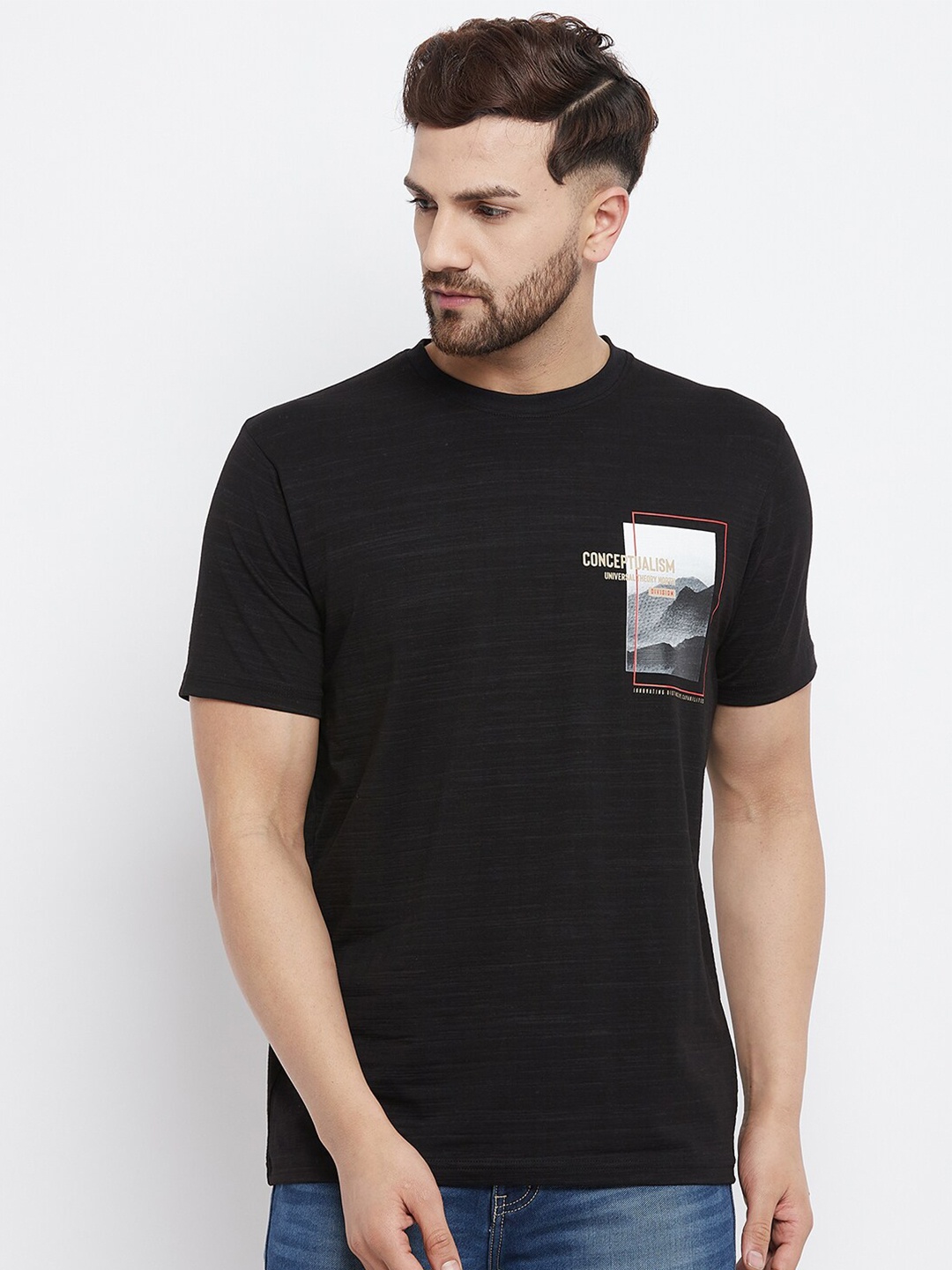 

98 Degree North Men Plus Size Black Printed Regular Fit T-shirt