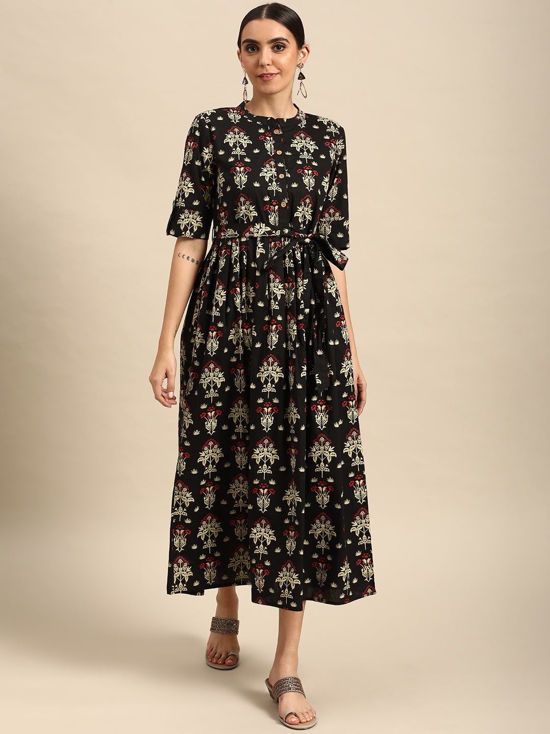 

Anouk Black Floral Maxi Dress