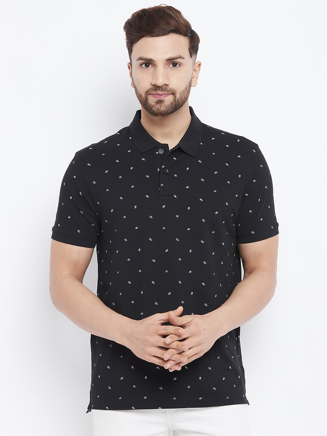 

98 Degree North Men Black Printed Polo Collar T-shirt