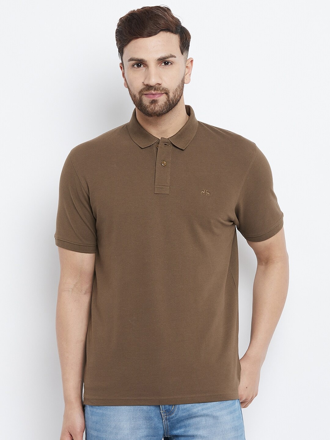 

98 Degree North Men Brown Polo Collar T-shirt