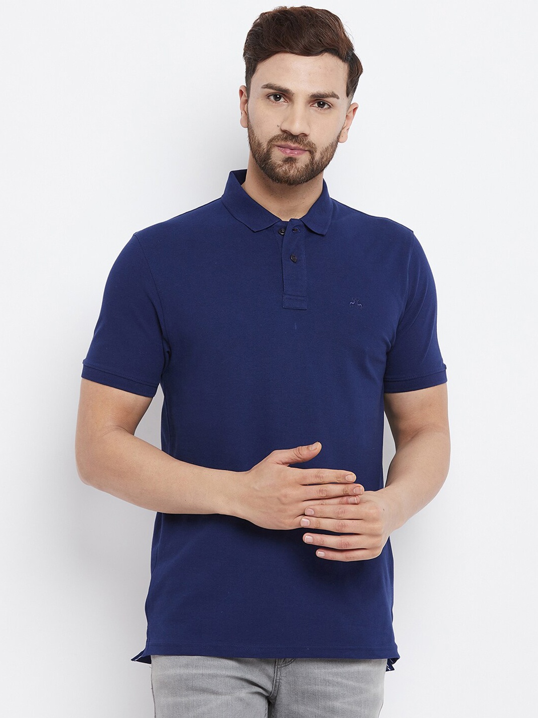 

98 Degree North Men Blue Polo Collar Regular Fit T-shirt
