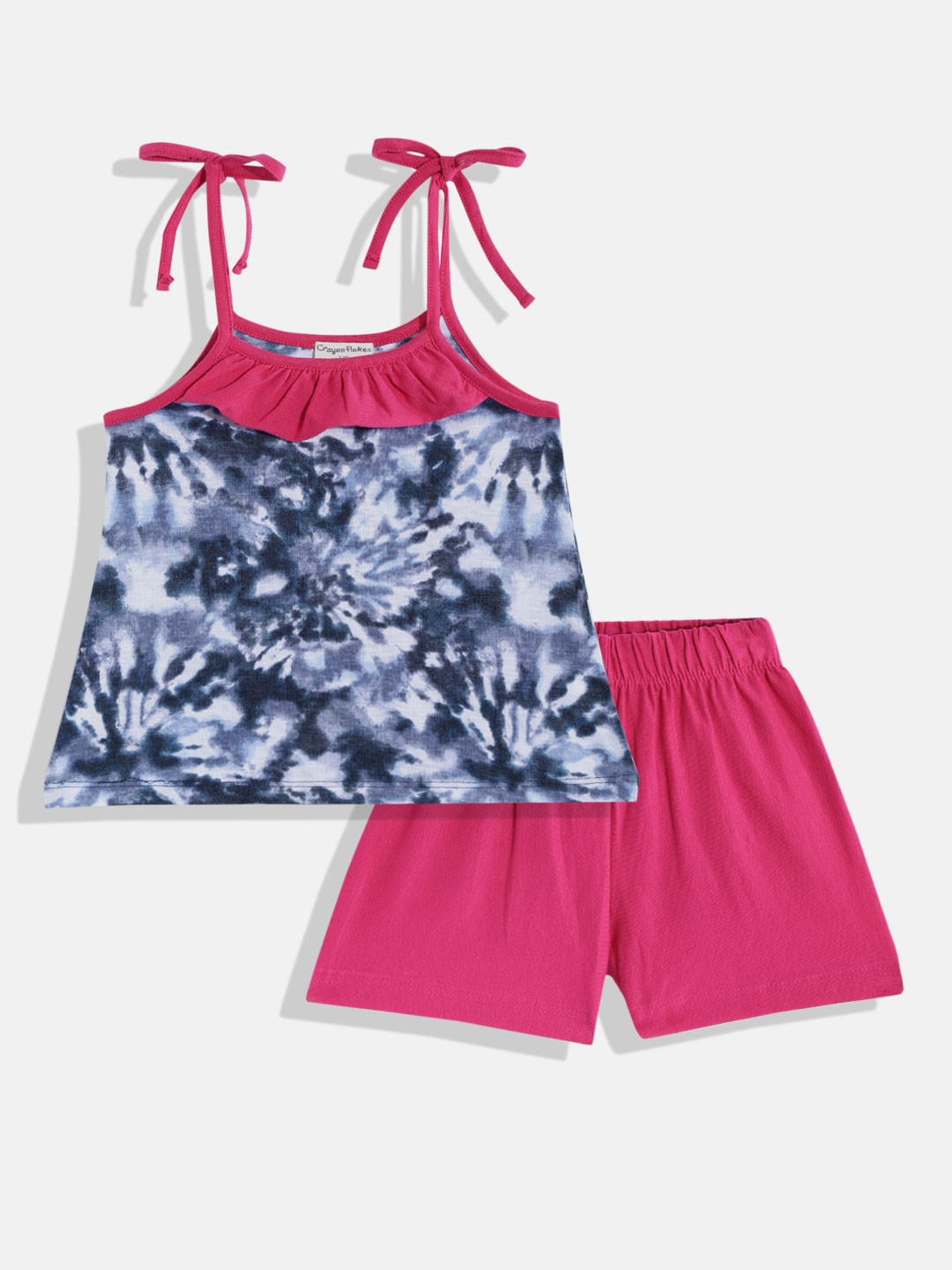 

CrayonFlakes Girls Fuchsia & Blue Dyed Top with Shorts