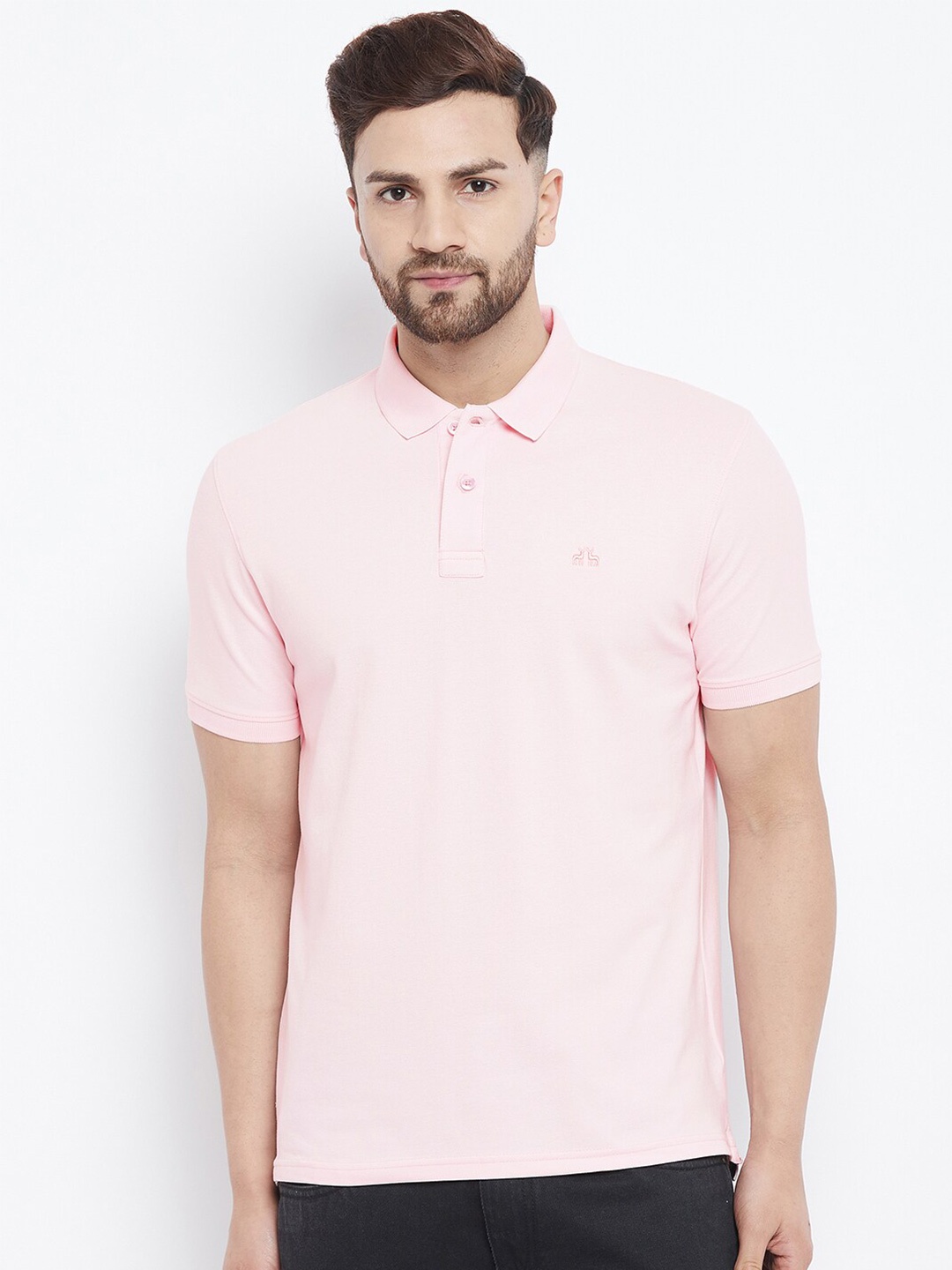 

98 Degree North Men Plus Size Pink Polo Collar T-shirt