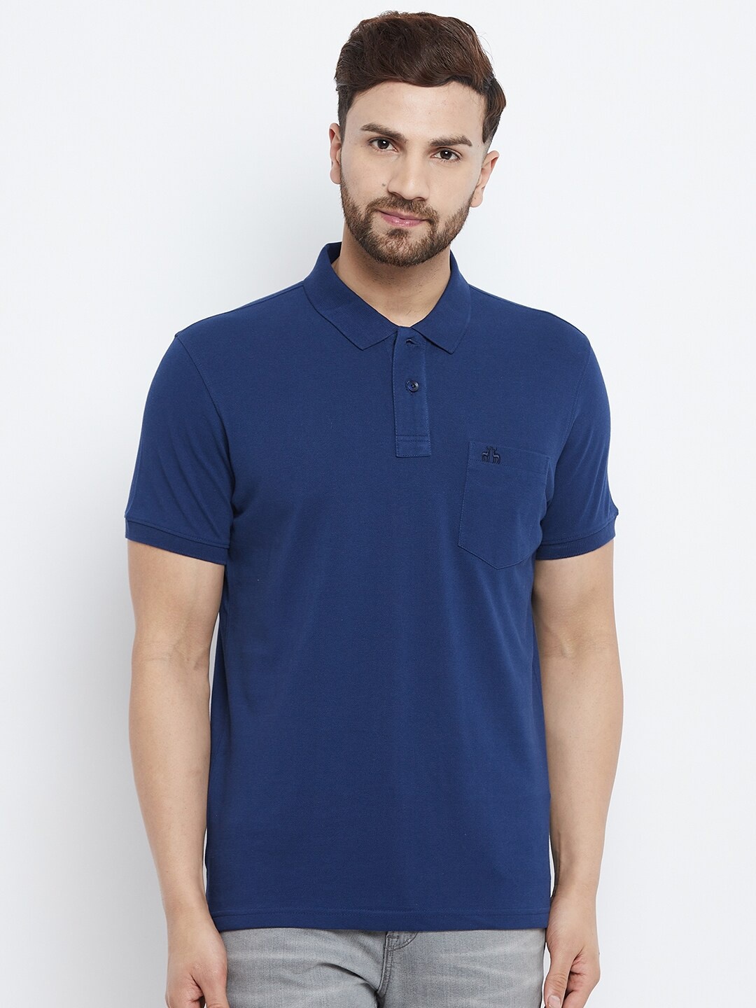 

98 Degree North Men Blue Polo Collar T-shirt