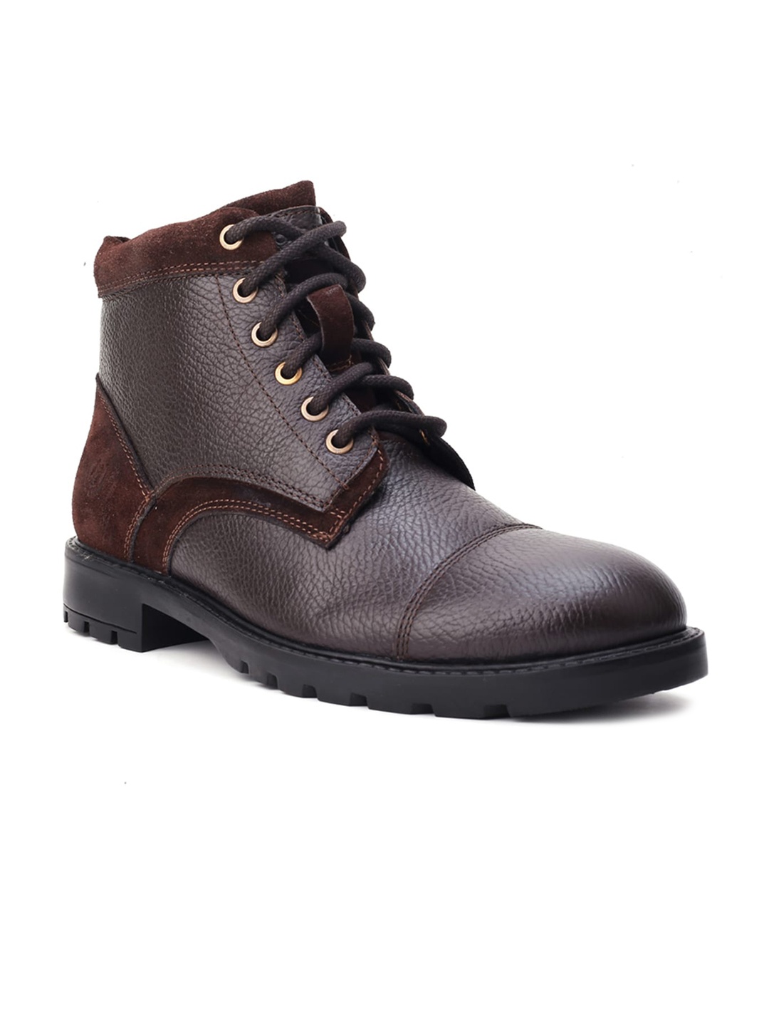 

MONDAIN Men Brown Colourblocked Leather Flat Boots