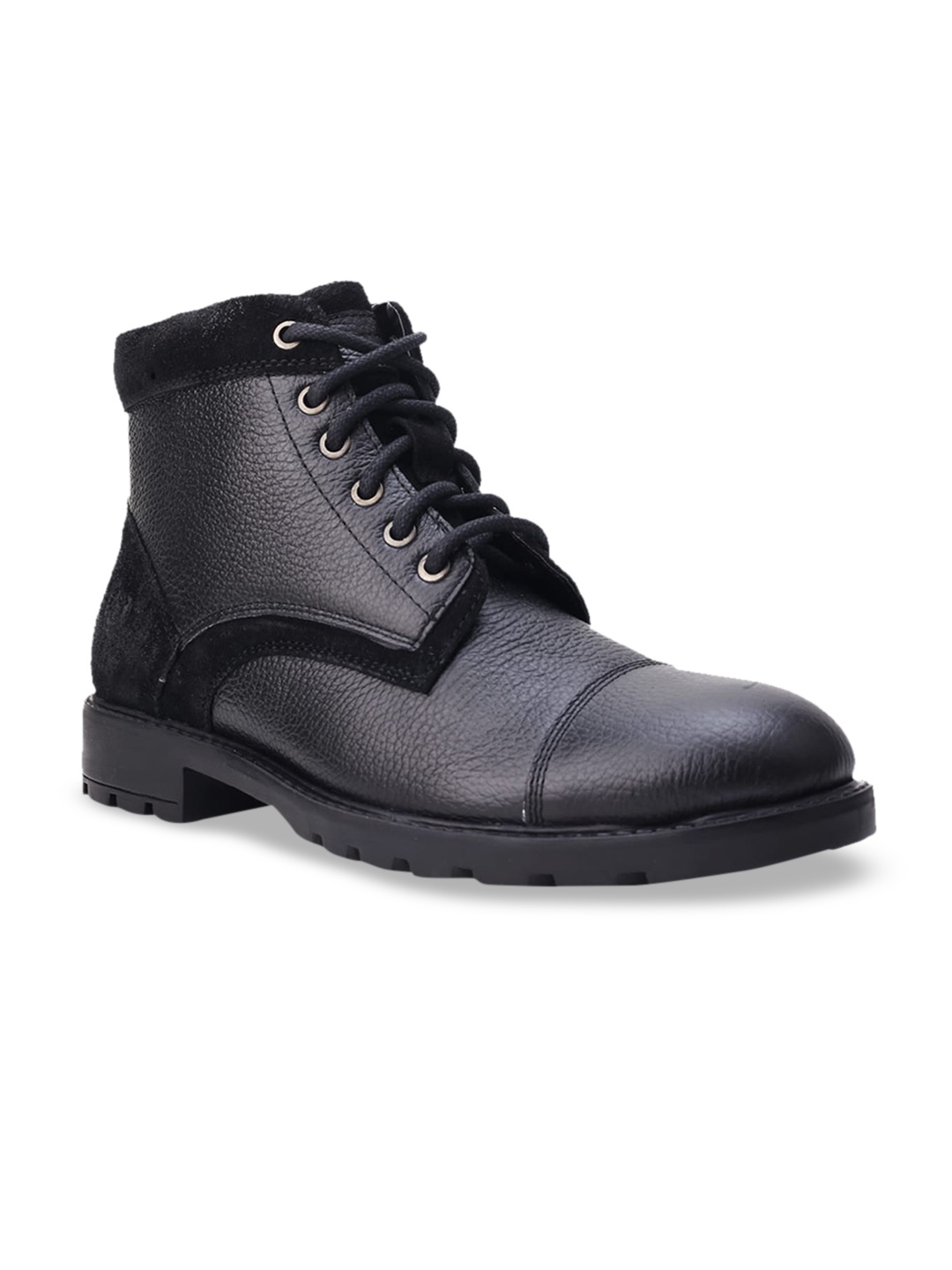 

MONDAIN Men Black Leather Flat Boots