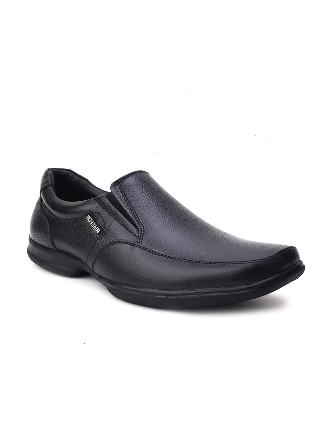 

MONDAIN Men Black Solid Formal Leather Slip-on Shoes