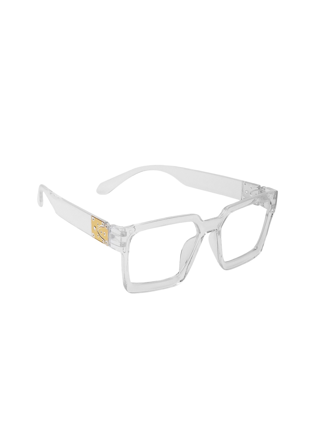 

CRIBA Clear Lens & White Oversized Sunglasses with UV Protected Lens, Transparent