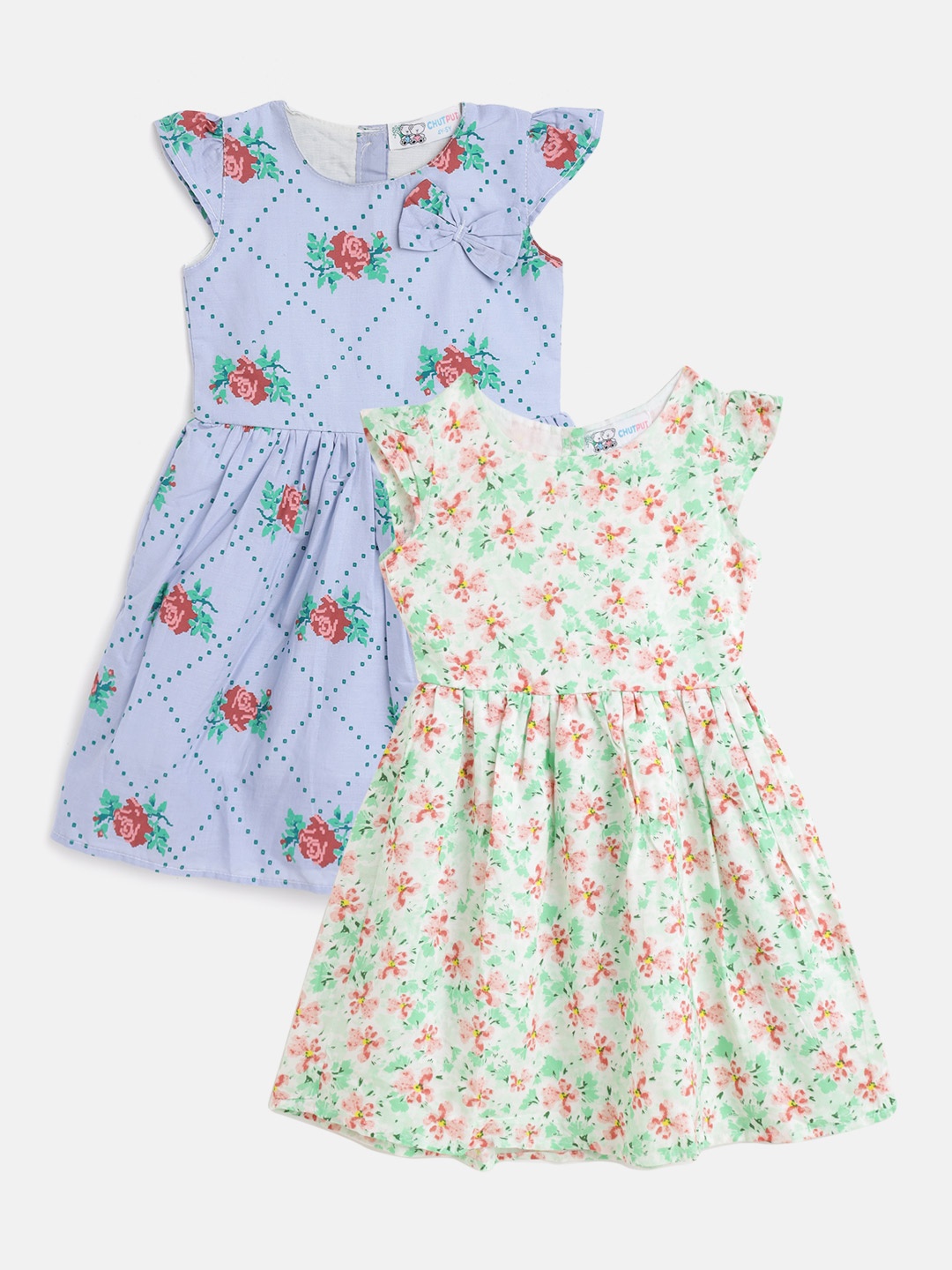 

CHUTPUT Assorted Set of 2 Floral A-Line Midi Dress