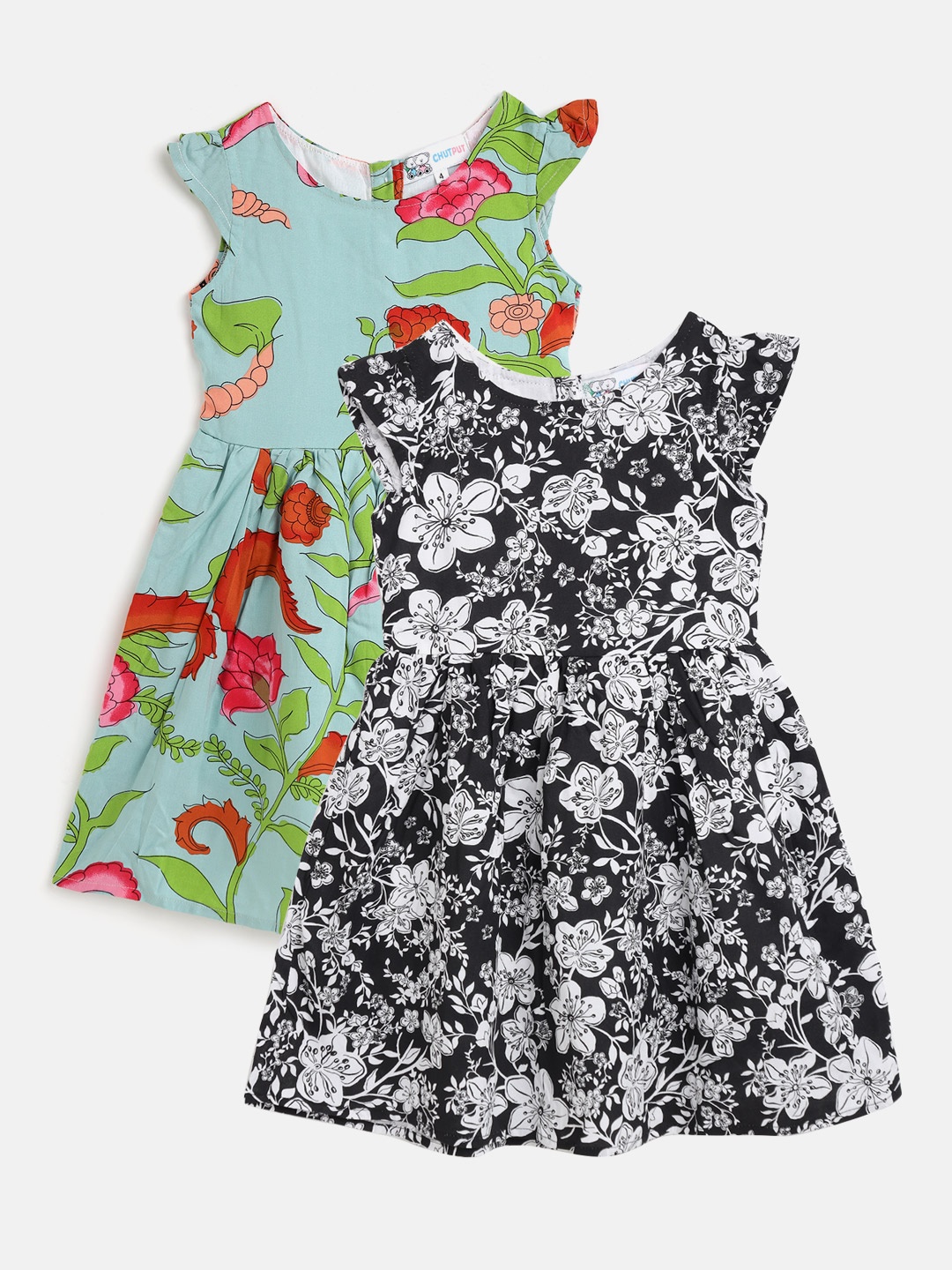 

CHUTPUT Assorted Set of 2 Floral A-Line Midi Dress