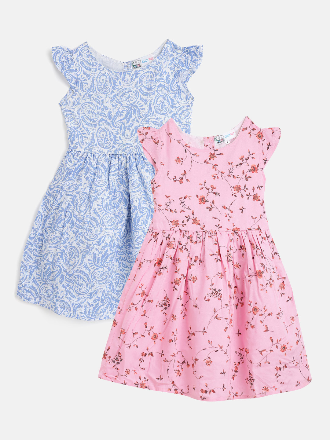 

CHUTPUT Pink & Blue Set of 2 A-Line Midi Dress