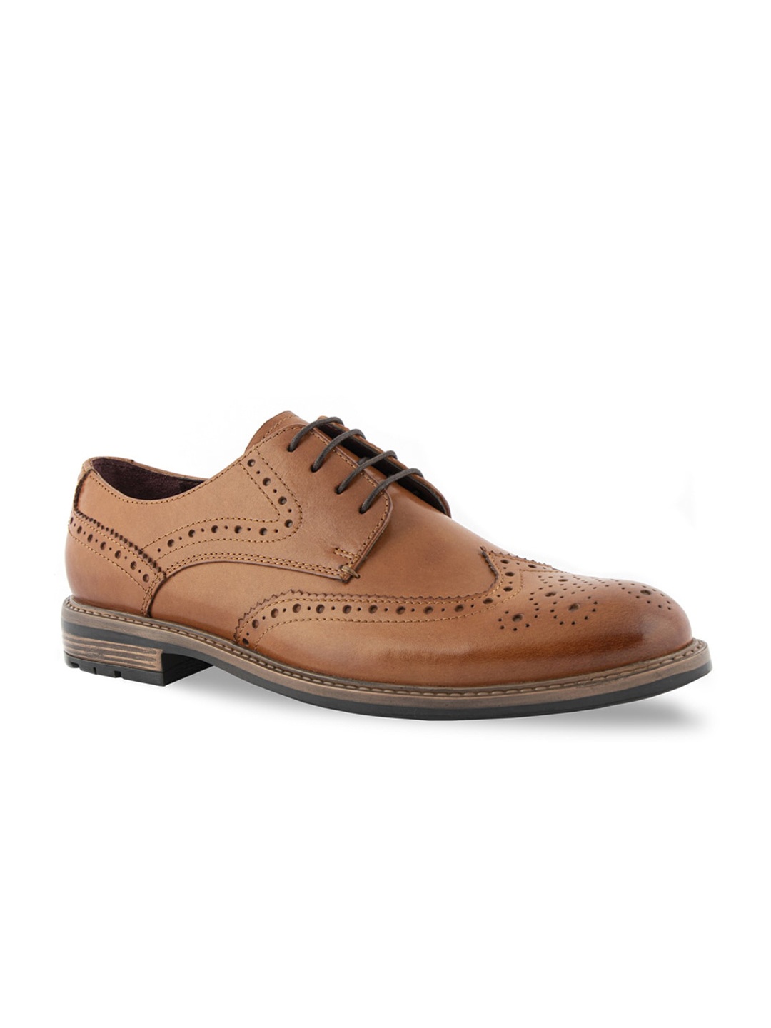 

SILVER STREET LONDON Men Tan Brown Solid Leather Formal Brogues