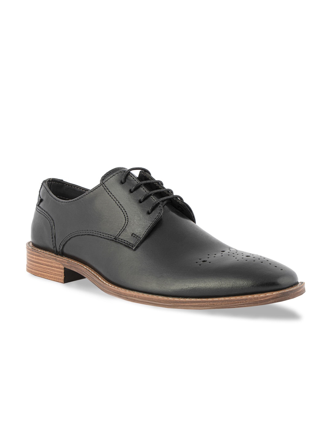 

SILVER STREET LONDON Men Black Solid Leather Formal Derbys