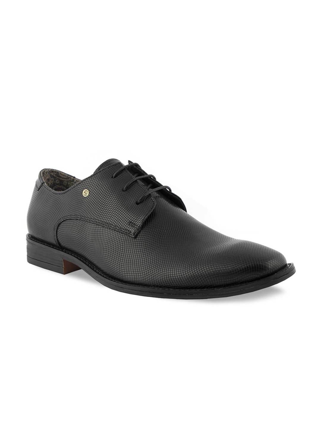

SILVER STREET LONDON Men Black Textured Leather Formal Derbys