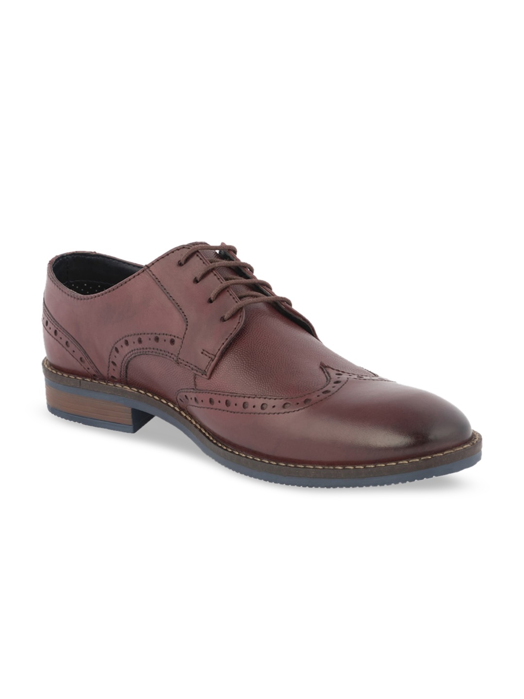 

SILVER STREET LONDON Men Burgundy Solid Formal Brogues