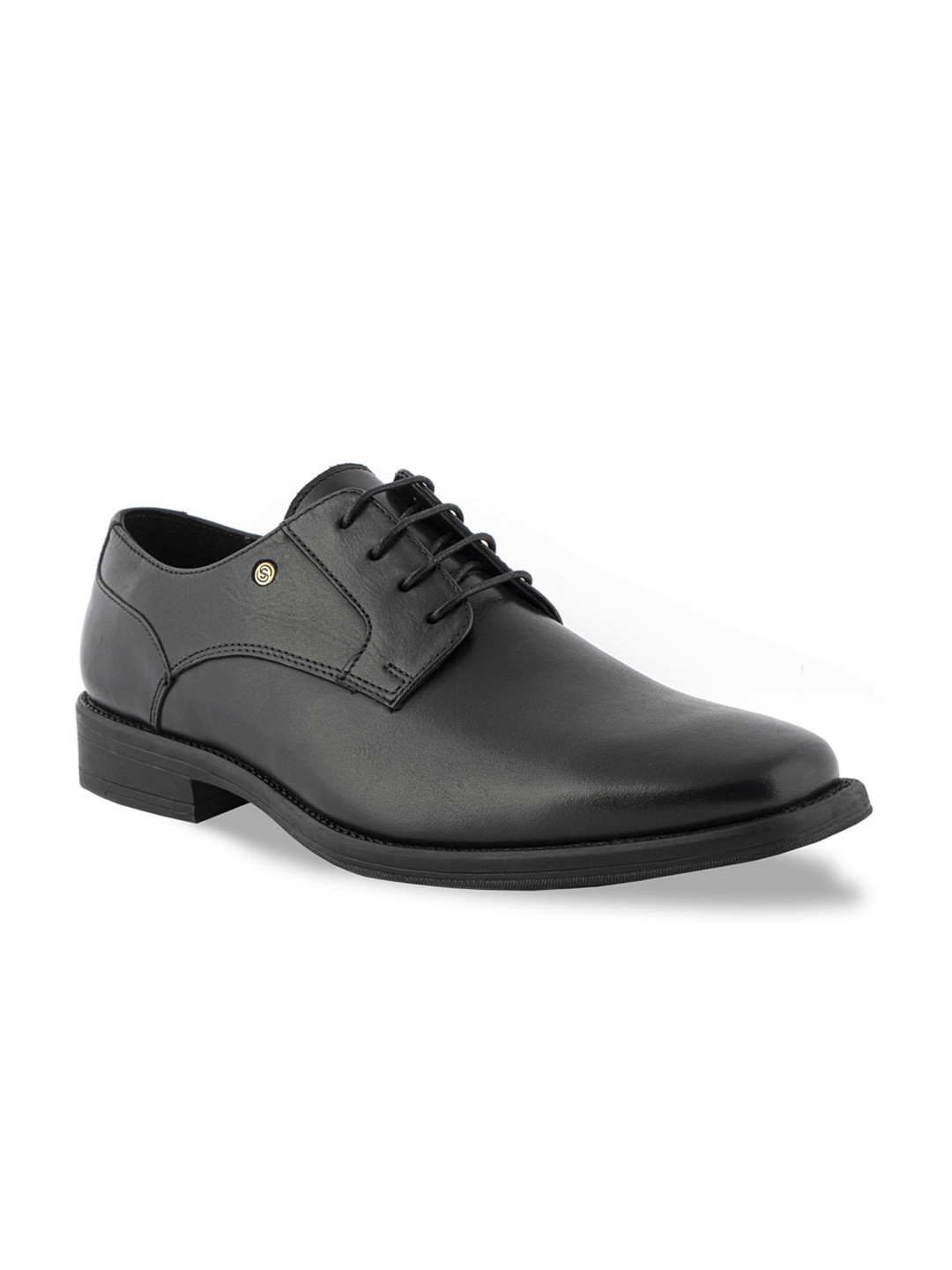 

SILVER STREET LONDON Men Black Solid Leather Formal Derbys