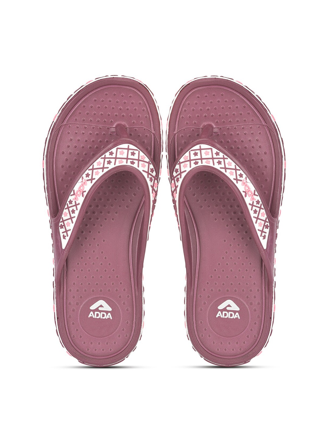 

Adda Women Mauve & White Rubber Thong Flip-Flops