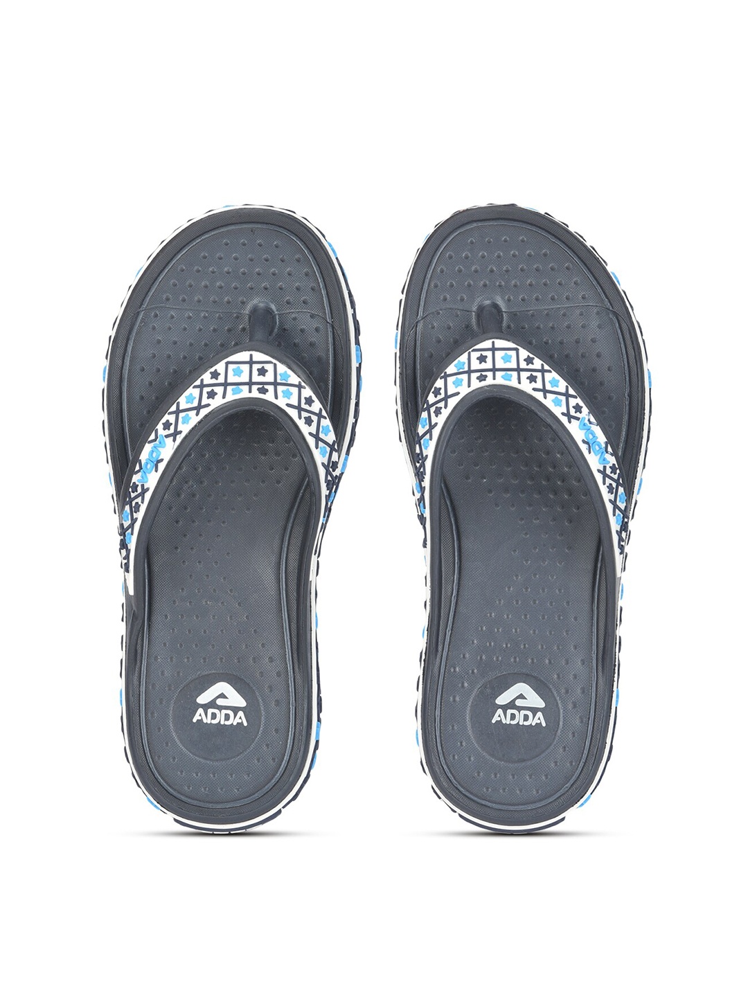 

Adda Women Navy Blue & White Rubber Thong Flip-Flops