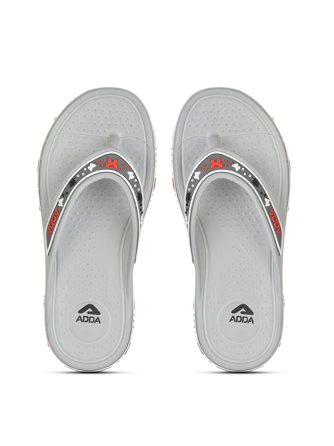 

Adda Women Grey & Red Rubber Thong Flip-Flops