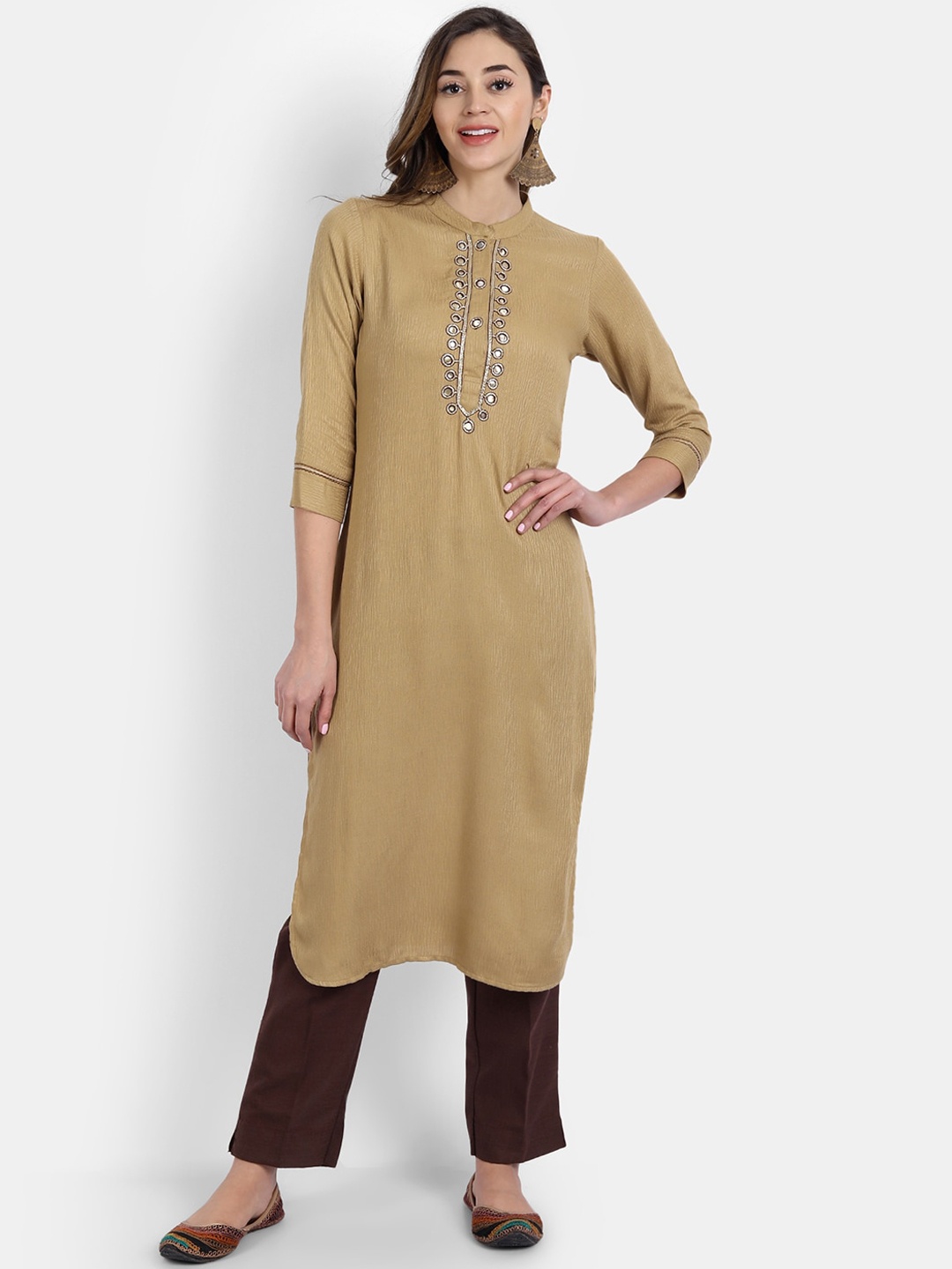 

HK colours of fashion Women Gold-Toned Embroidered Kurta