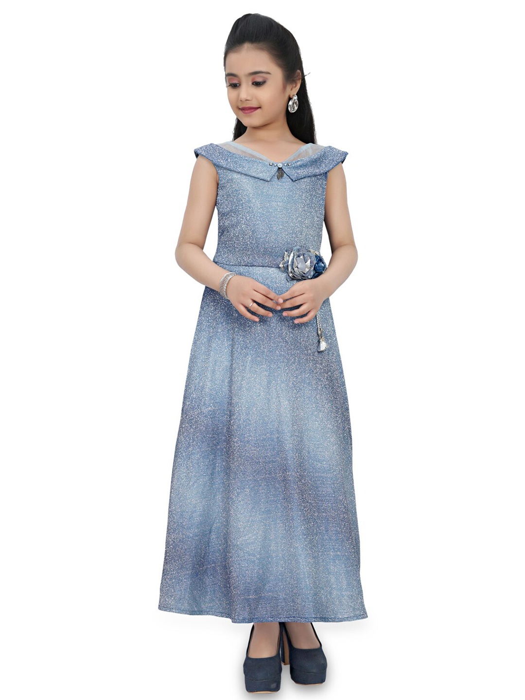 

Tiny Girl Blue Embellished Gown