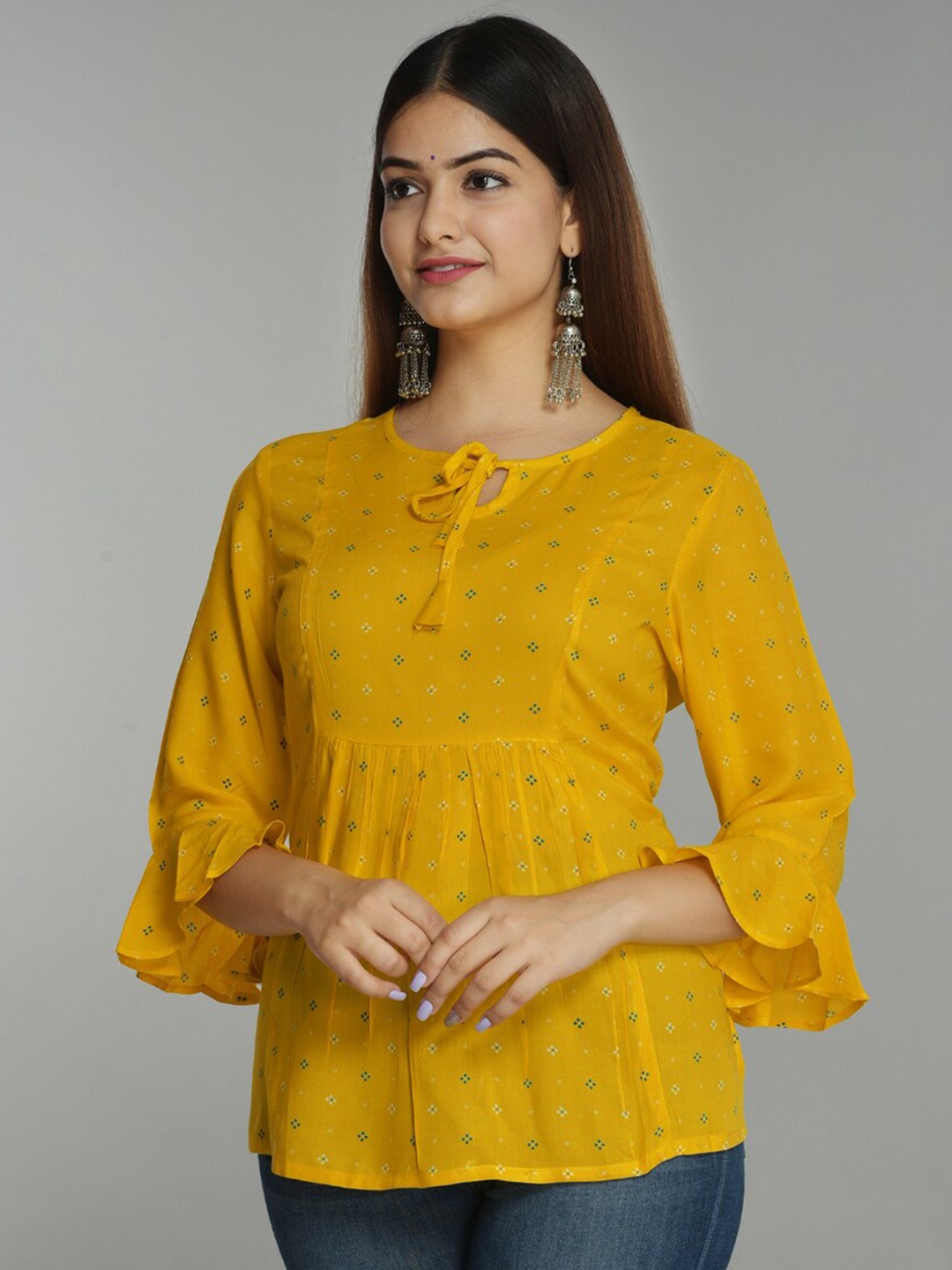 

KALINI Women Yellow & Green Abstract Printed Tunics