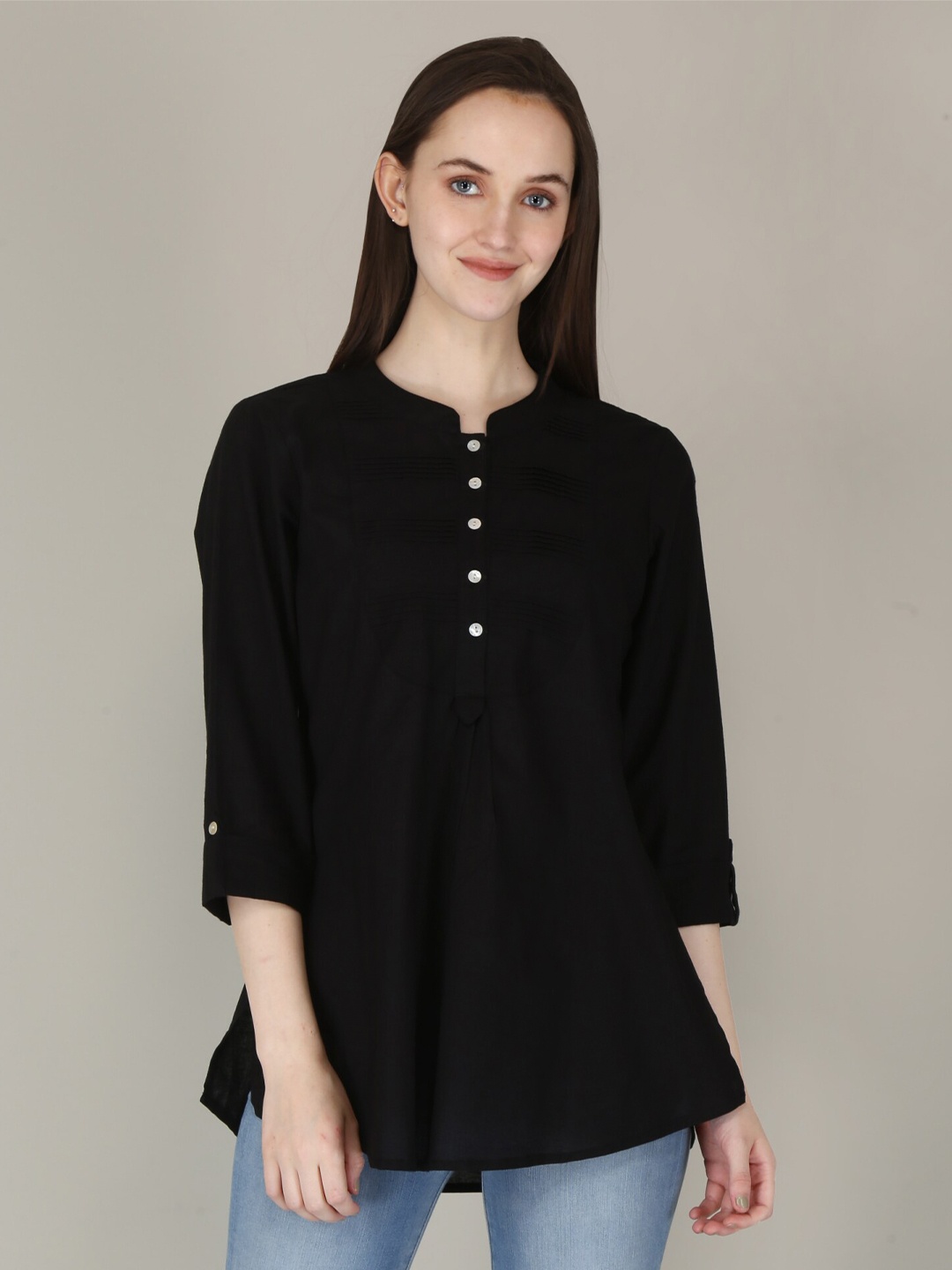 

KALINI Black Mandarin Collar Tunic