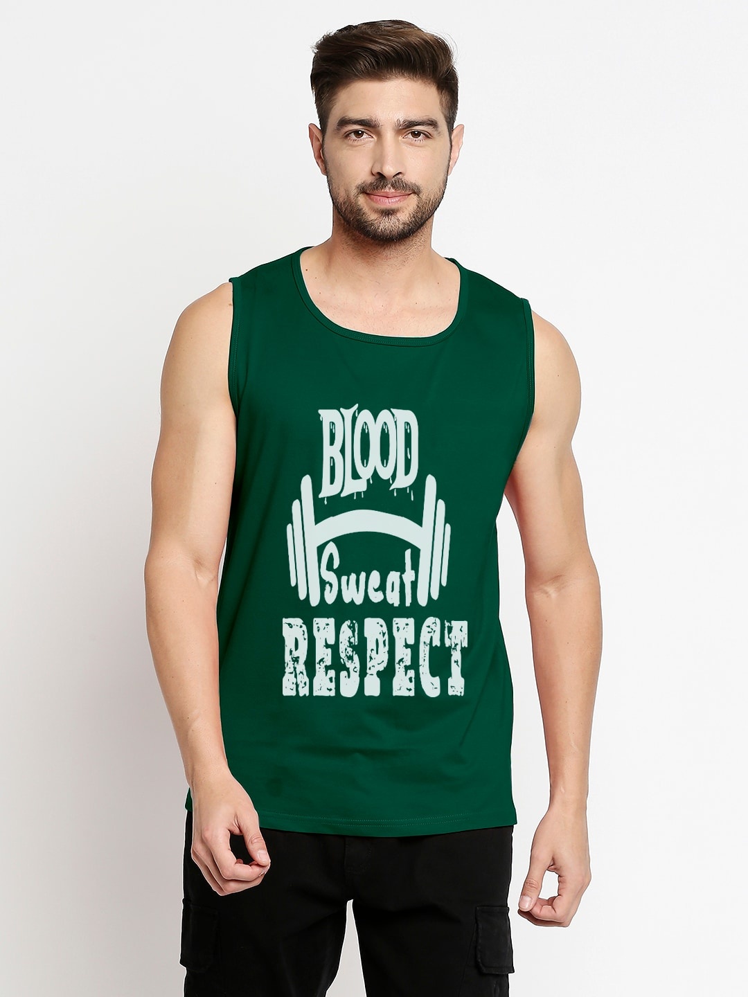 

Blacksmith Men Green Typography Printed Training or Gym Pure Cotton T-shirt