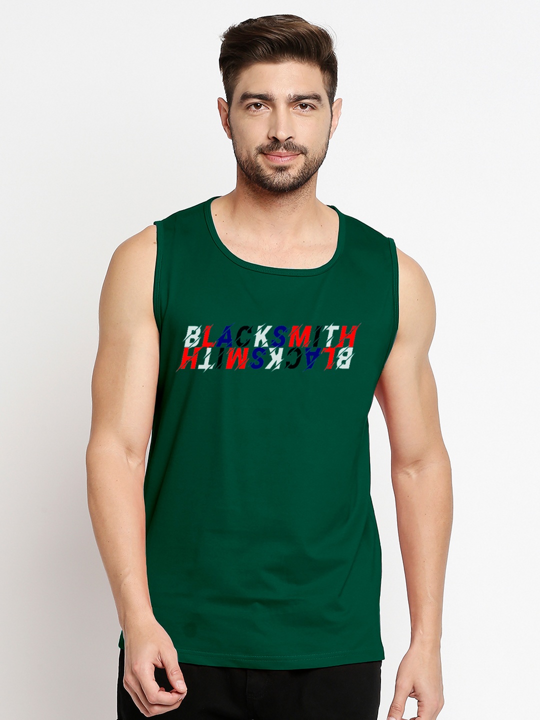 

Blacksmith Men Green Typography Printed Pure Cotton T-shirt