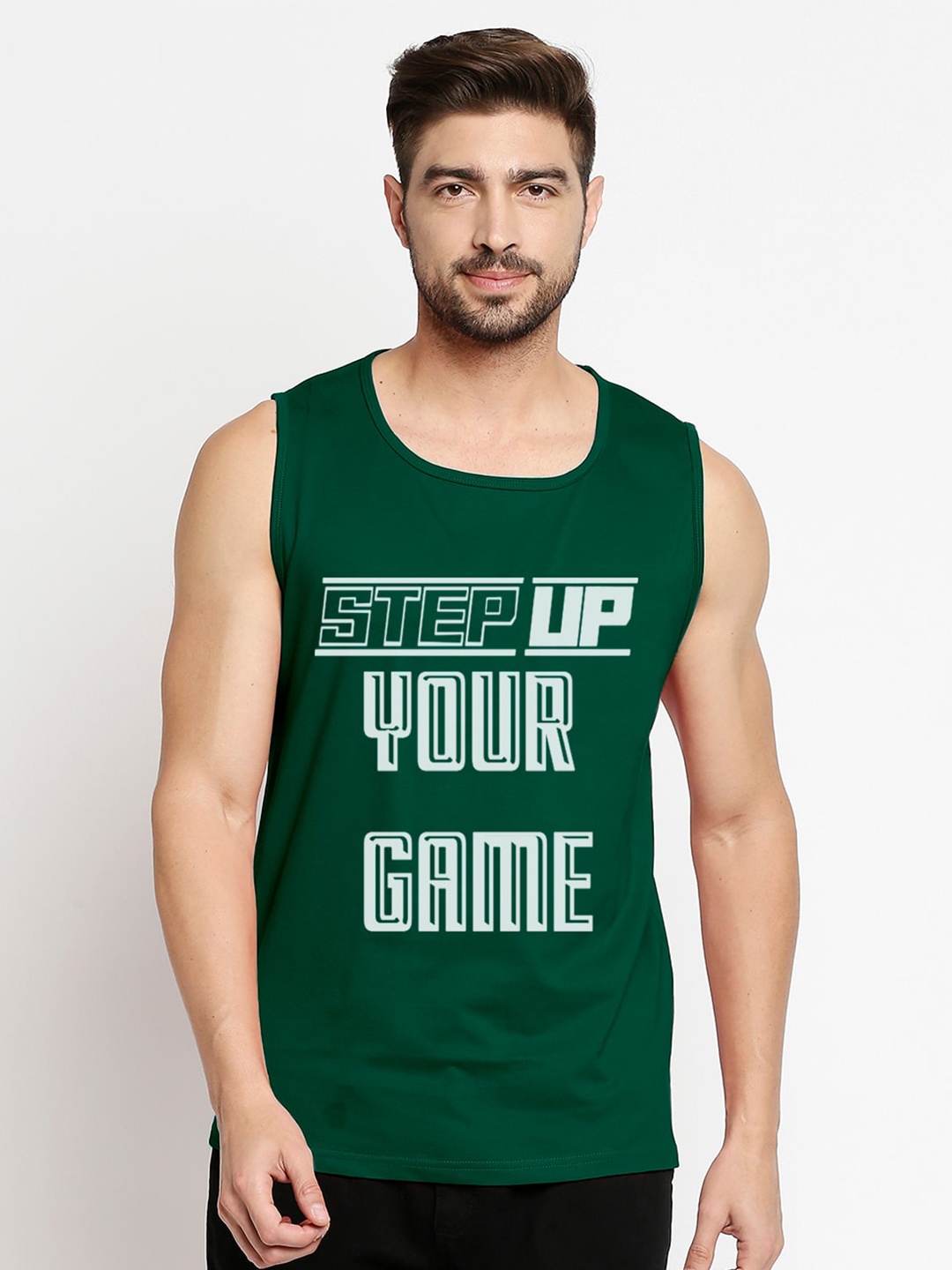 

Blacksmith Men Green Typography Printed Cotton Gym T-shirt