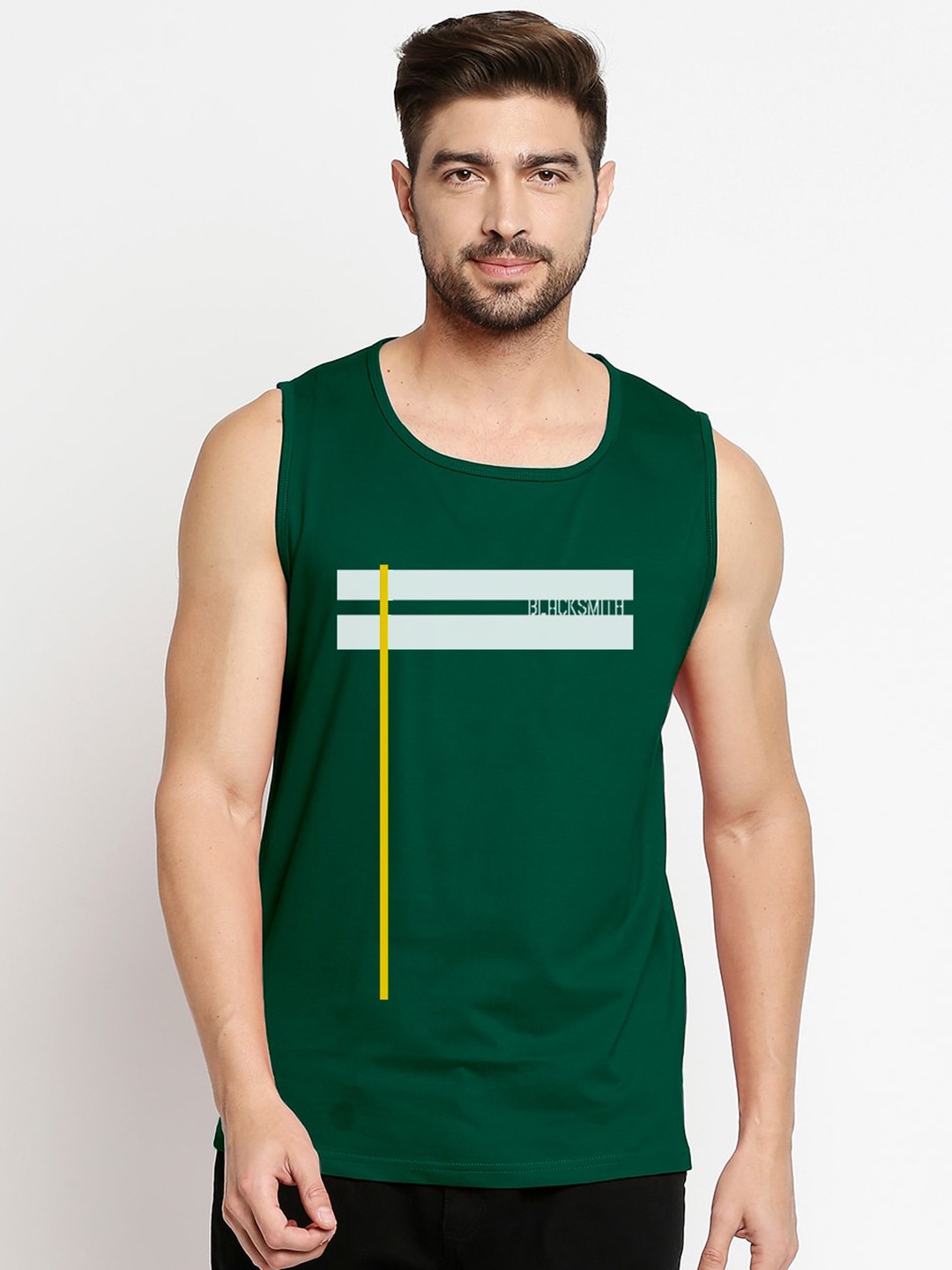 

Blacksmith Men Green Graphic Printed Training or Gym Pure Cotton T-shirt